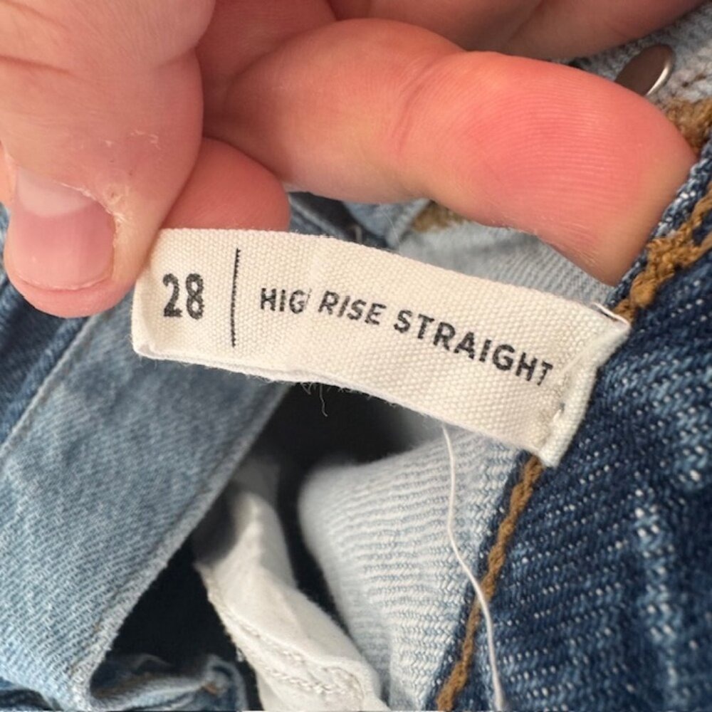 PacSun High Rise Straight Patchwork Blue Denim‎ Jeans Size 28 Button Fly - Picture 3 of 9